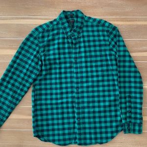 J. Crew large slim fit Oxford button down, green/black